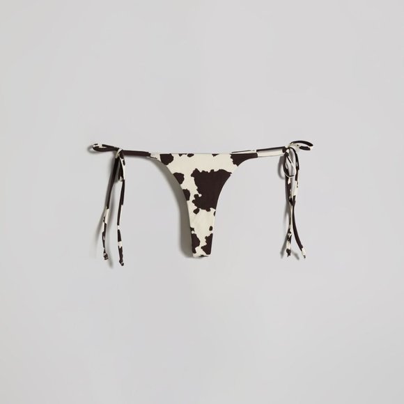NWT BERSHKA SWIM cow print SEXY bikini SET Top & Bottom Cream Brown - Picture 8 of 9